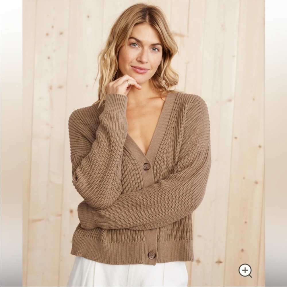 Jenni Kayne Mocha Cotton Cocoon Cardigan size medium